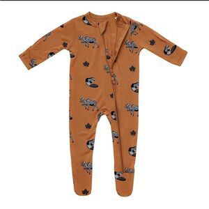 Kyte BABY Tan and Brown Footies Woodland Animal Print size 6-12m